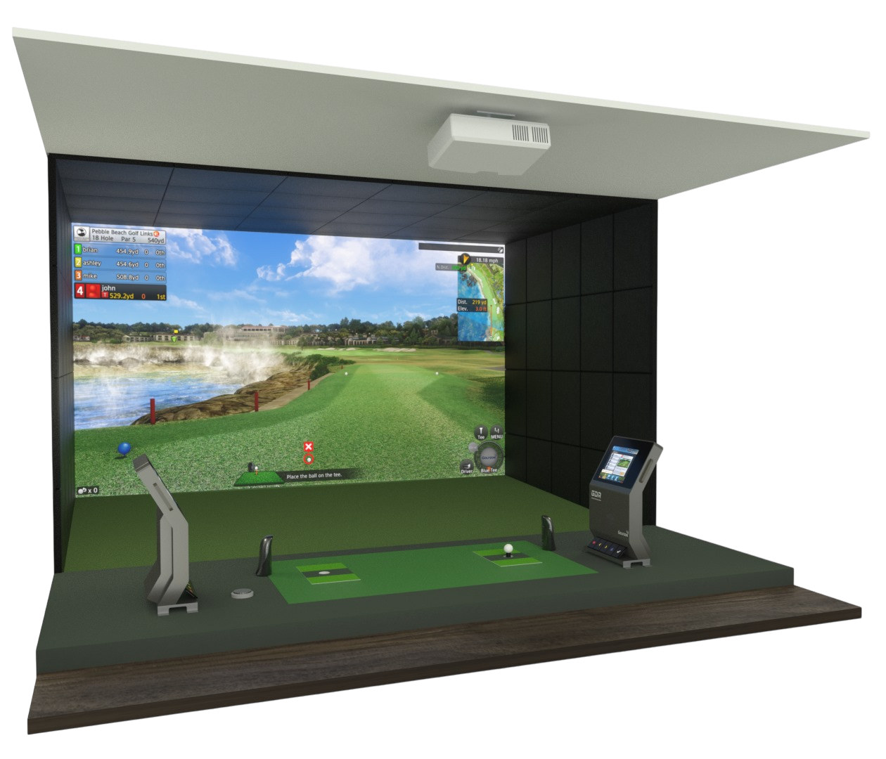 Premium Golfzon golf simulator designed for residential and commercial indoor golf installations
